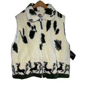 Denali Deer Print Soft Fleece Full Zip Lined Vest Womens Size XL